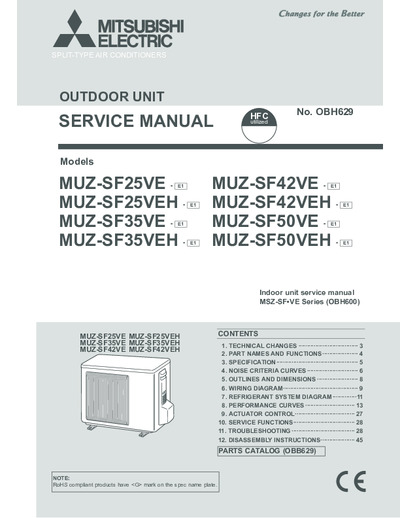 Mitsubishi MUZ-SF25VE, MUZ-SF35VE, MUZ-SF42VE, MUZ-SF50VE