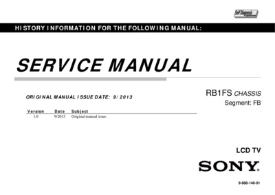 Sony KD-55X8500A, KD-55X8504A, KD-65X8500A, KD-65X8504A Chassis RB1FS-FB