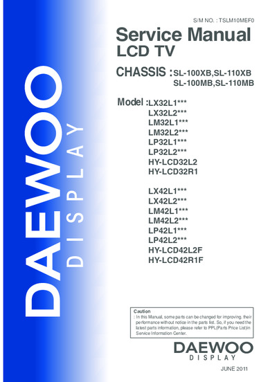 DAEWOO LX32L1 Chassis SL-100XB