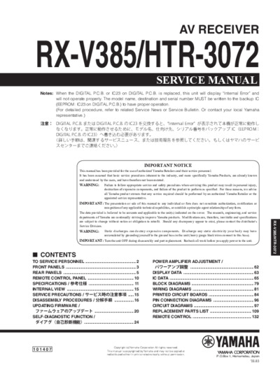 Yamaha RX-V385, HTR-3072, RX-3072