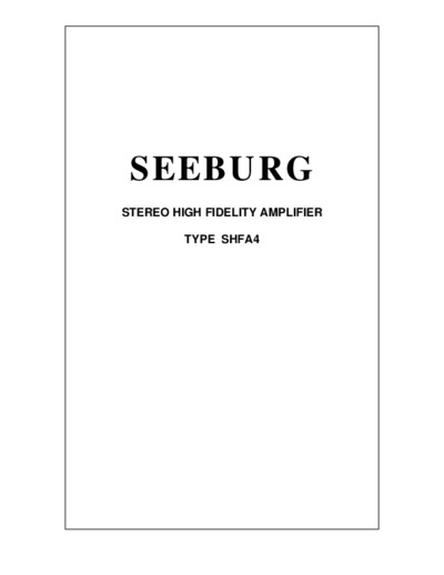 Seeburg SHFA4 Amplifier