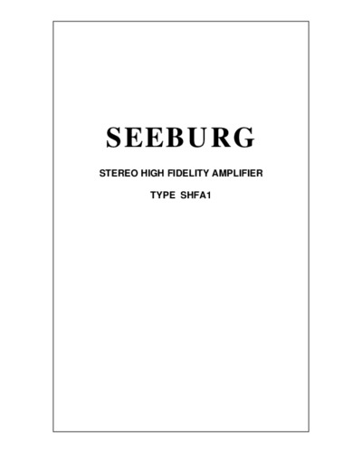 Seeburg SHFA1 Amplifier