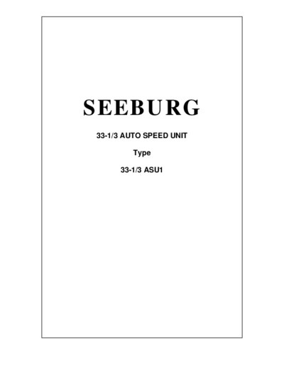 Seeburg ASU33 1-3 ASU1 Autospeed