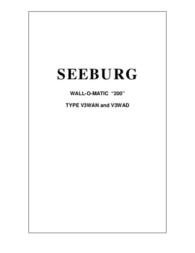Seeburg WALL-O-MATIC 200, V3WAN, V3WAD