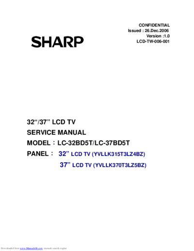 SHARP LC-32BD5T, LC-37BD5T