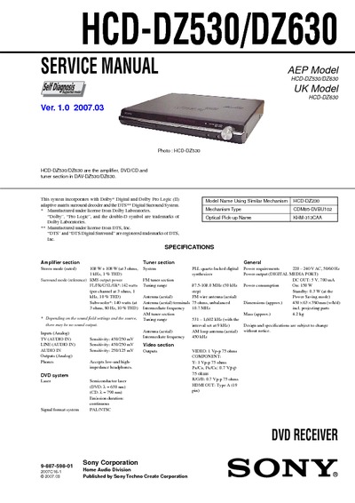 Sony CD, DVD HCD-DZ530, HCD-DZ-630