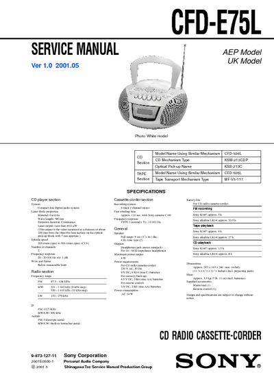 Sony CFD-E75L Audio RG