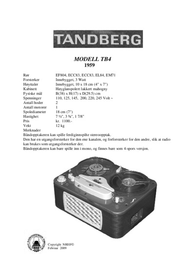 Tandberg TB-4 Schematic