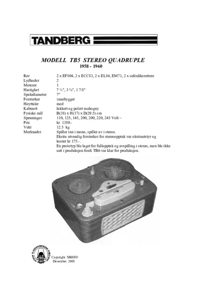 Tandberg TB-5-ST-Quadruple Schematic