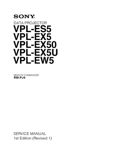 Sony Projector VPL-ES5, EX5, EX50, EW5