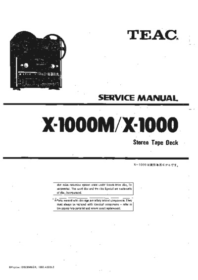 Teac X-1000M, X-1000