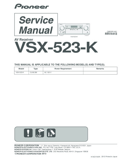 Pioneer VSX-523, 533 RRV-4418