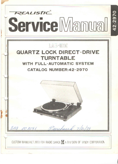 Realistic LAB 500 Service Manual