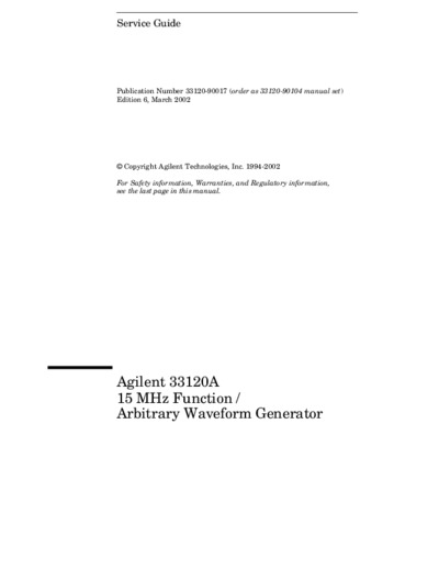 Agilent 33120A HP Function Generator