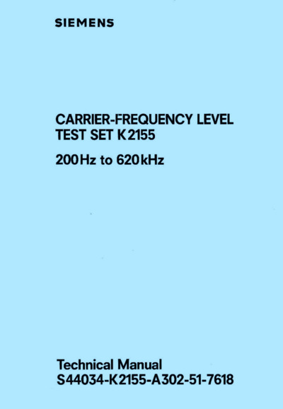 Siemens Carrier frequency level test set K2155