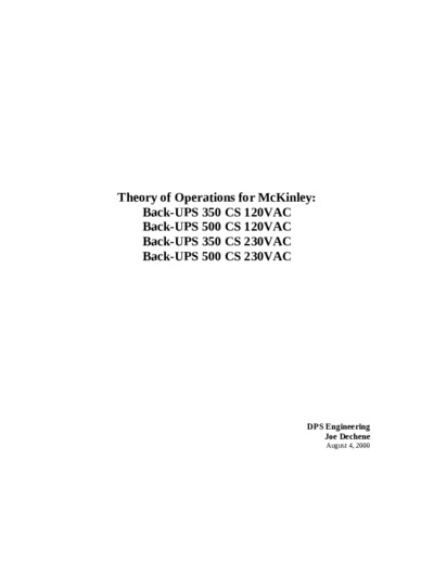 APC BACK-UPS 350CS, 500CS Operation Theory