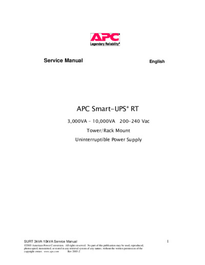 APC 3KVA-10KVA service manual