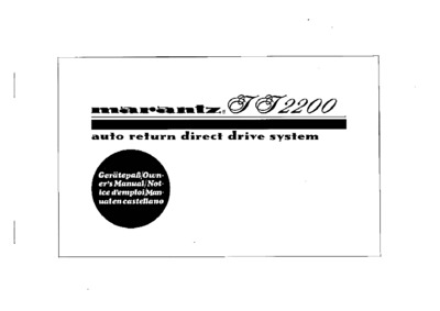 Marantz TT2200 Owners manual