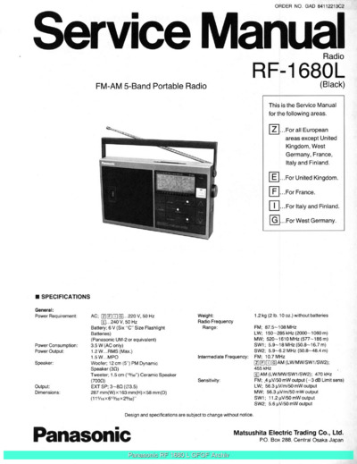 Panasonic RF-1680L