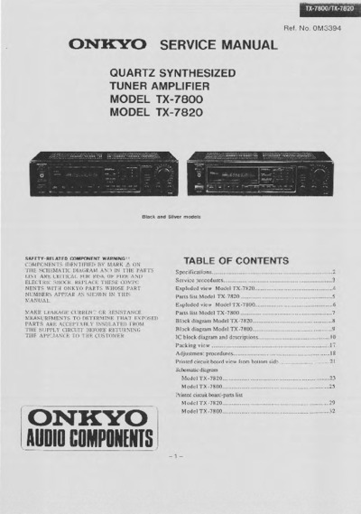 Onkyo TX-7800, TX-7820