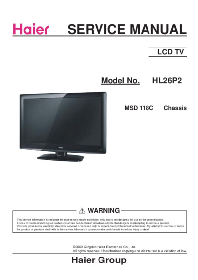Haier HL26P2 Chassis MSD118C
