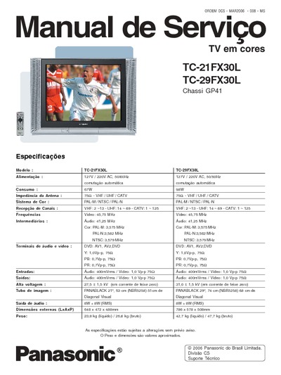 TV Panasonic MS TC 21FX30L 29FX30L