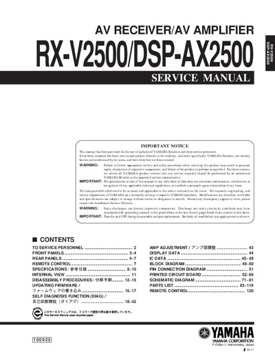 Yamaha RX-V2500 DSP-AX2500
