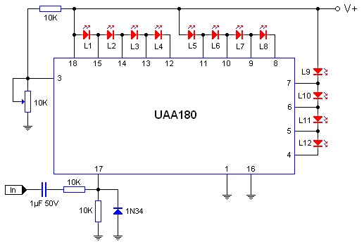vumeter with 12 leds using UAA180