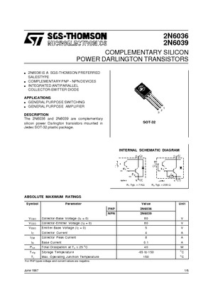  (COMPLEMENTARY SILICON POWER DARLINGTON TRANSISTORS)
/Subject (2N6036 2N6039)
/Author (SGS-THOMSON Microelectronics)
/Keywords (Datasheet)
