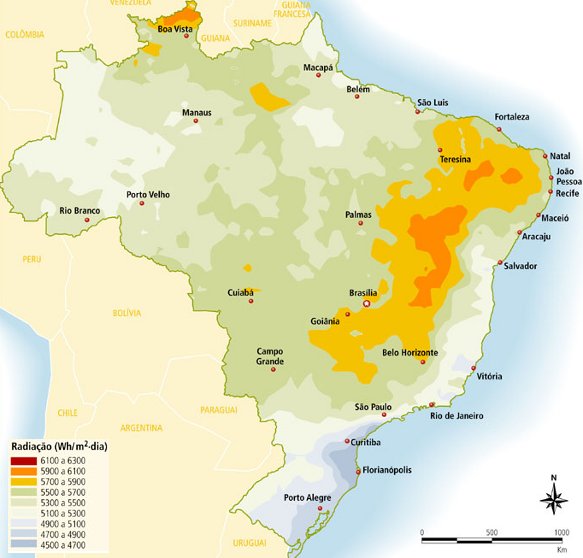 mapa radiação solar brasil
